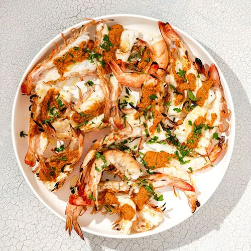 Gegrillte King Prawns mit Romesco-Sauce